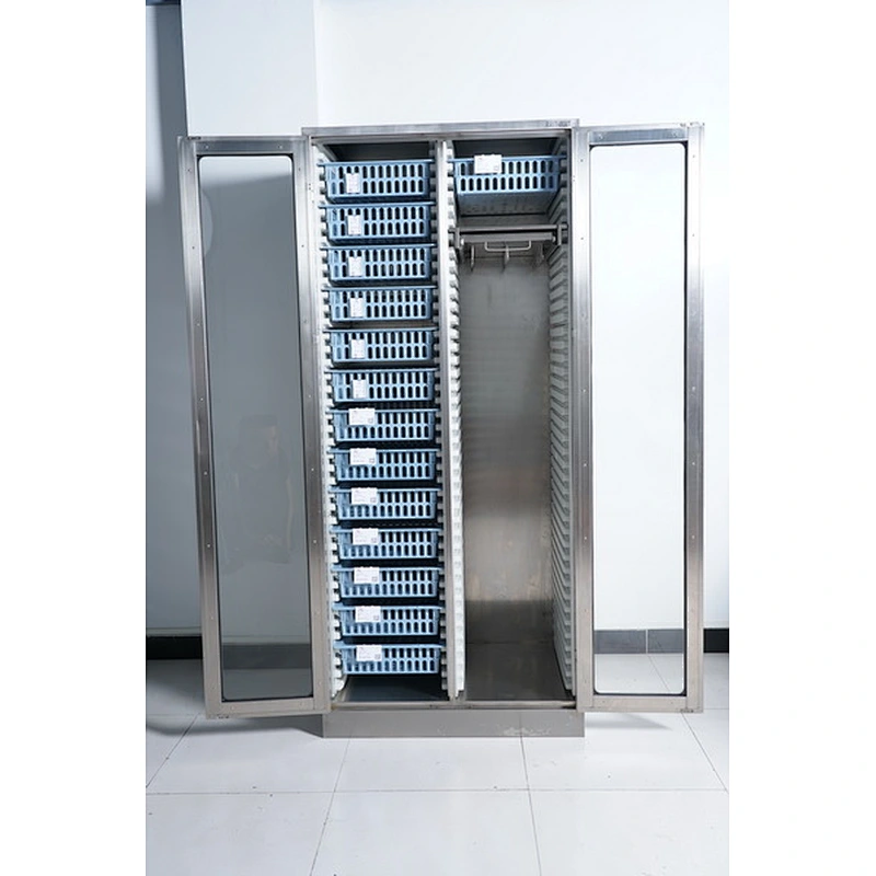 Armário de armazenamento do metal do hospital com portas de vidro