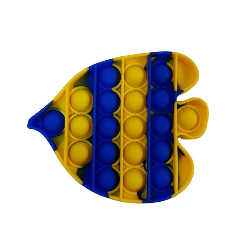 Custom Colorful Butterflyfish Simple Stress Push Bubbles Fidget Sensory Toy Game Silicone Stress Relief Toys