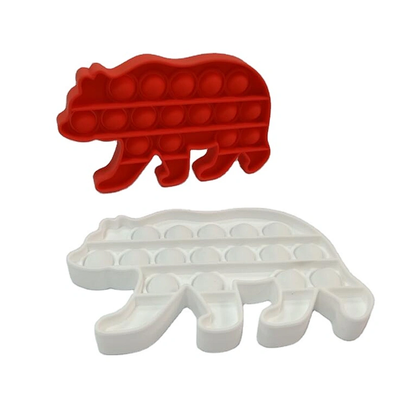 Hot selling Kids Fidget Toys Soft Silicone White Bear Shapes Bubble Sensory Fidget Toy Parent-Child Puzzle Games