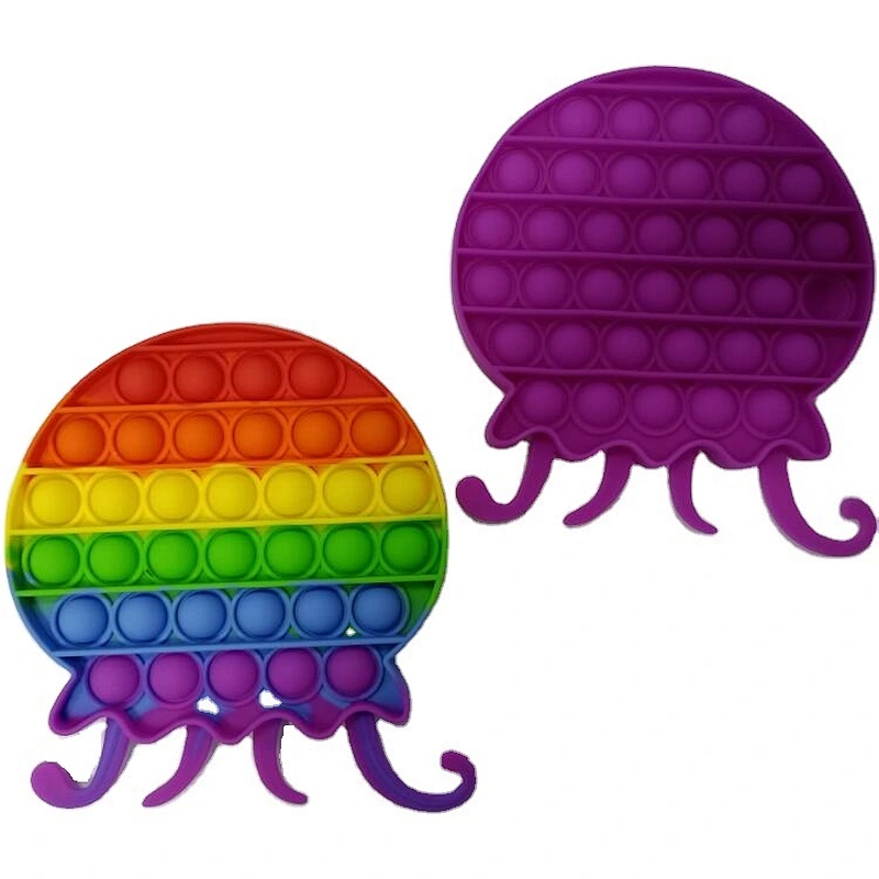 Hot Sale Rodent Pioneer octopus-shaped Silicone Rainbow Toys Push Bubble Fidget Sensory Decompression Control Fidget Simple Toy