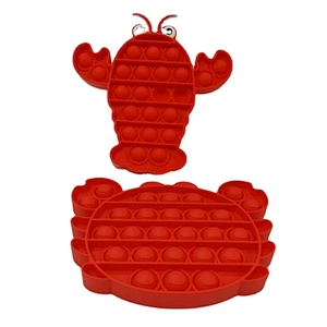 Custom Lobster crab shape Silicone Push Pop Bubble Fidget Sensory Toy Stress Relief For Kids Adult
