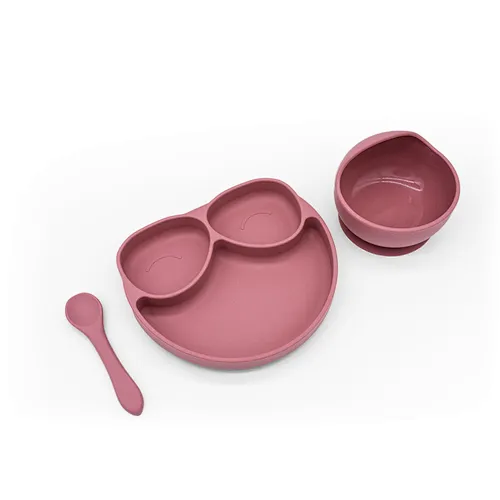 2023 Good Selling New Funny Design Baby Tableware Set with Bowl Spoon Plate Silicone Baby Feeding Set