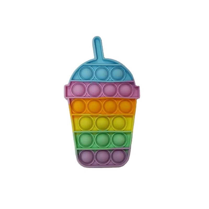 Silicone Bubble Push Sensory Fidget Toys Stress Relief Rainbow Milkshake Toy Cupcake Push Bubble Fidget Toys