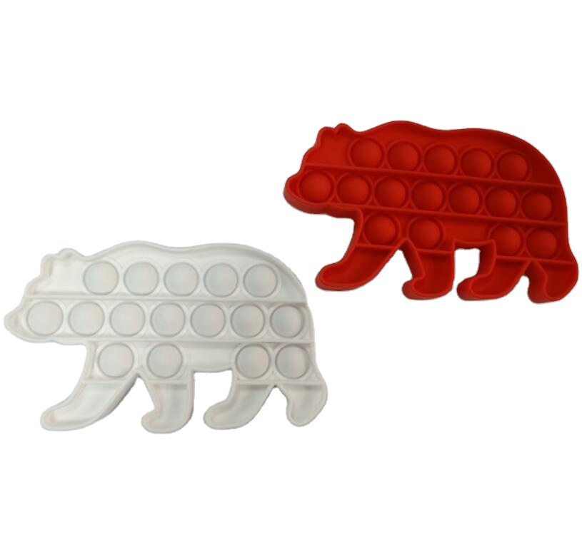 Hot selling Kids Fidget Toys Soft Silicone White Bear Shapes Bubble Sensory Fidget Toy Parent-Child Puzzle Games
