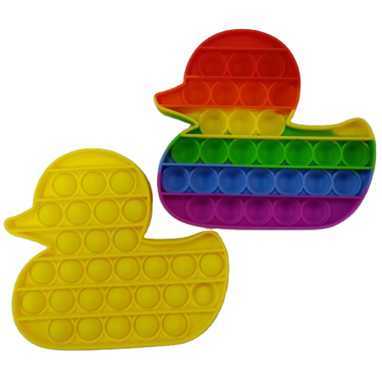 Other Educational Toys yellow baby duck Push Popping Bubbles Fidget Toys Silicone Funny Toys for Stress Relief