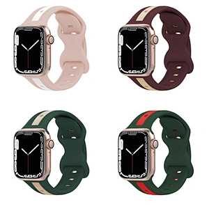 New teeth marks rubber silicone dual color butterfly buckle watch band strap for apple watch band series 8 ultra 49 mm