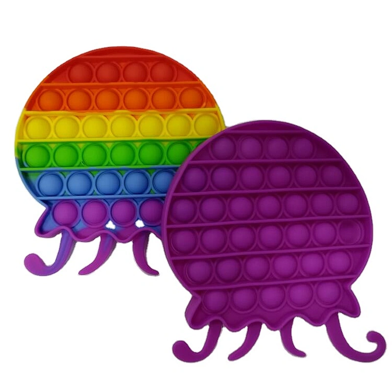 Hot Sale Rodent Pioneer octopus-shaped Silicone Rainbow Toys Push Bubble Fidget Sensory Decompression Control Fidget Simple Toy