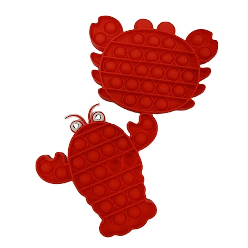Custom Lobster crab shape Silicone Push Pop Bubble Fidget Sensory Toy Stress Relief For Kids Adult