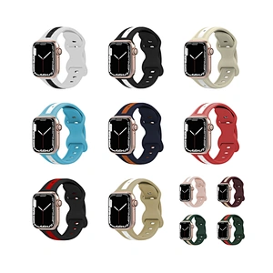 New teeth marks rubber silicone dual color butterfly buckle watch band strap for apple watch band series 8 ultra 49 mm