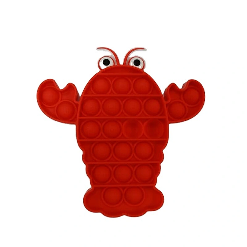 Custom Lobster crab shape Silicone Push Pop Bubble Fidget Sensory Toy Stress Relief For Kids Adult