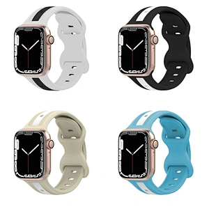 New teeth marks rubber silicone dual color butterfly buckle watch band strap for apple watch band series 8 ultra 49 mm