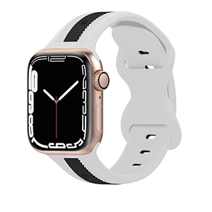 New teeth marks rubber silicone dual color butterfly buckle watch band strap for apple watch band series 8 ultra 49 mm