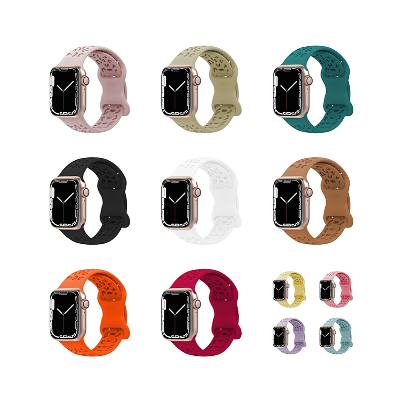 Custom Sports Hook pattern Hollow Silicone Watch Band For Apple Watch Strap for iWatch Series 38/40/41mm 42/44/45mm