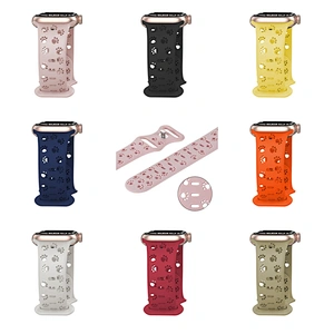 Hollow Cat Paw Pattern Silicone Wrist Band Strap Bracelet for Apple Watch/iWatch Series 38/40/41mm 42/44/45mm