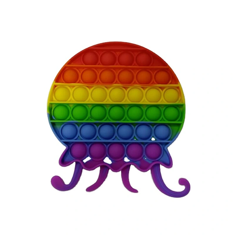 Hot Sale Rodent Pioneer octopus-shaped Silicone Rainbow Toys Push Bubble Fidget Sensory Decompression Control Fidget Simple Toy