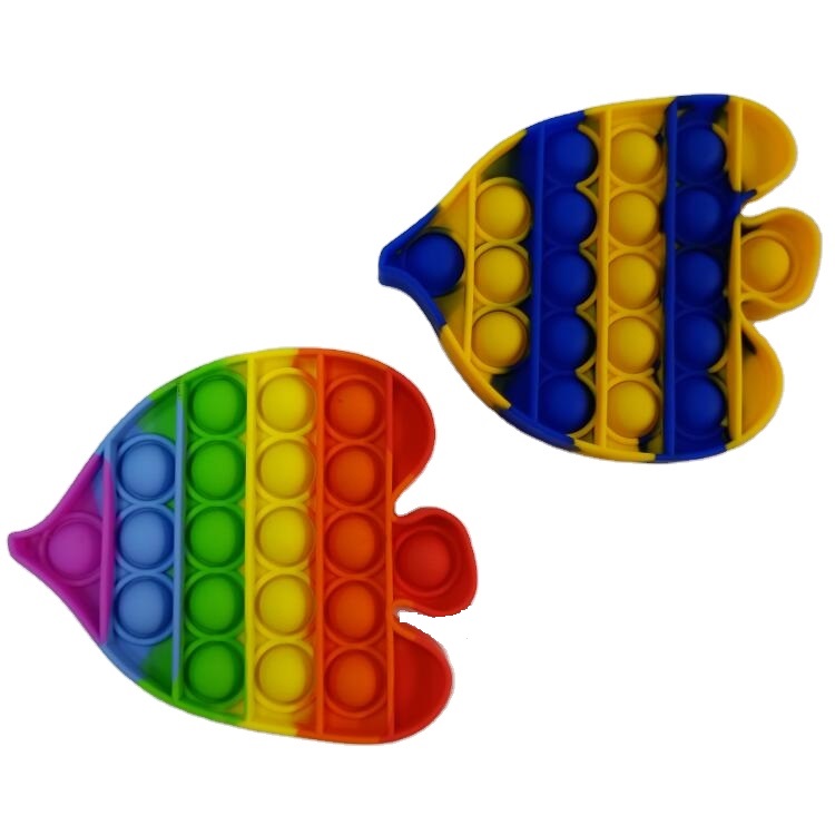 Custom Colorful Butterflyfish Simple Stress Push Bubbles Fidget Sensory Toy Game Silicone Stress Relief Toys