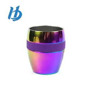 Fashion design electroplated colored personalized 304 stainless steel wine glass with silicone ring