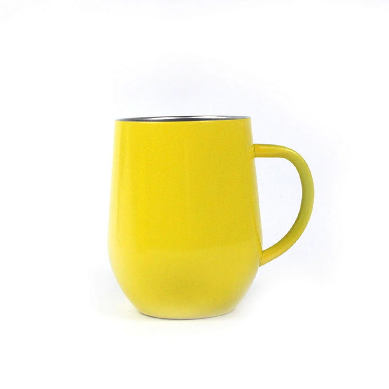 NEW design unique yellow stainless steel wine glass custom stainless steel stemless wine glass