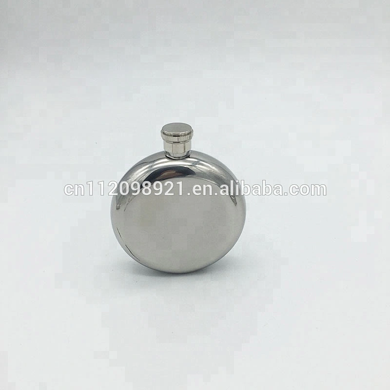 5oz Round Shape Stainless Steel Hip Flask Pocket Bottle for Alcohol Liquor with glass metal hip flask