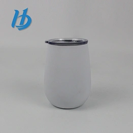 Perfectly designed 10 oz white painting color egg shape 304 steel wine glass