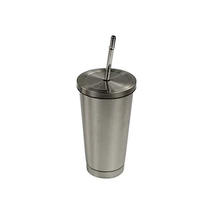 Double wall stainless steel stackable coffee mug/cup stainless steel coffee cup with straw