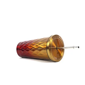 Double wall stainless steel stackable coffee mug/cup stainless steel coffee cup with straw