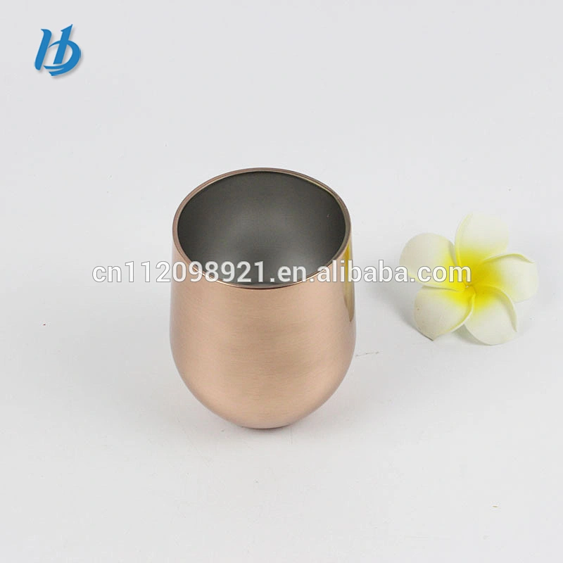 Amazon hot sell 304 stainless steel mug electroplated wine glass double wall