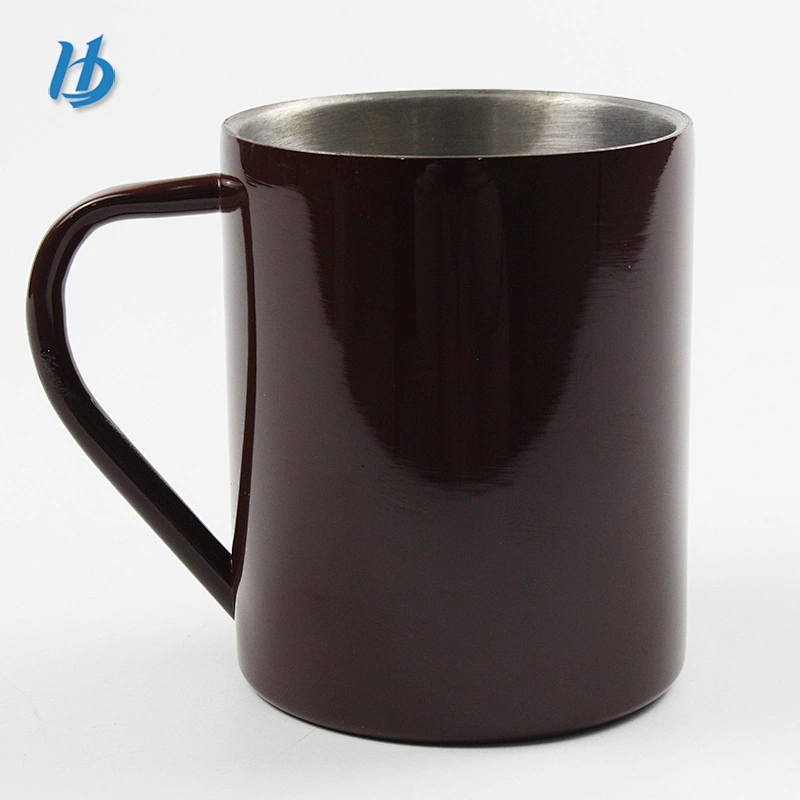 Simple design painting on the surface cup,double wall tea cup with handle