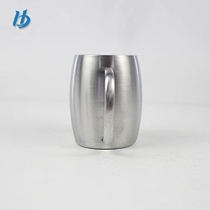 High quality beer mug,450ml double wall beer mug silver color with handle