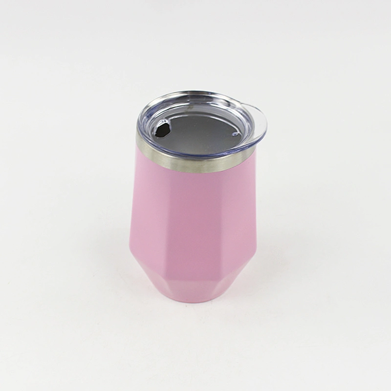 Attractive design stainless steel wine glass,double wall  mug with lid 12oz