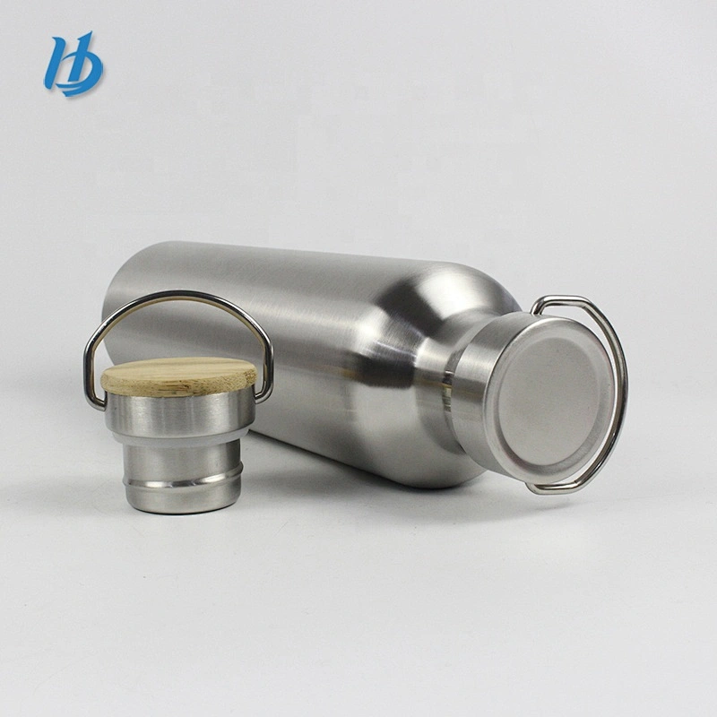 Hot selling sport style double wall stainless steel insulation camping vacuum flasks with metal cap for portable