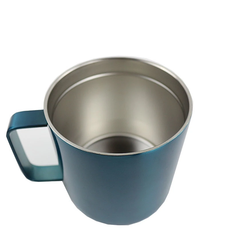 New Insulated Stainless Steel Coffee Mug Color Spray Painted Frilled Mug With Handle Outdoor Portable Mug