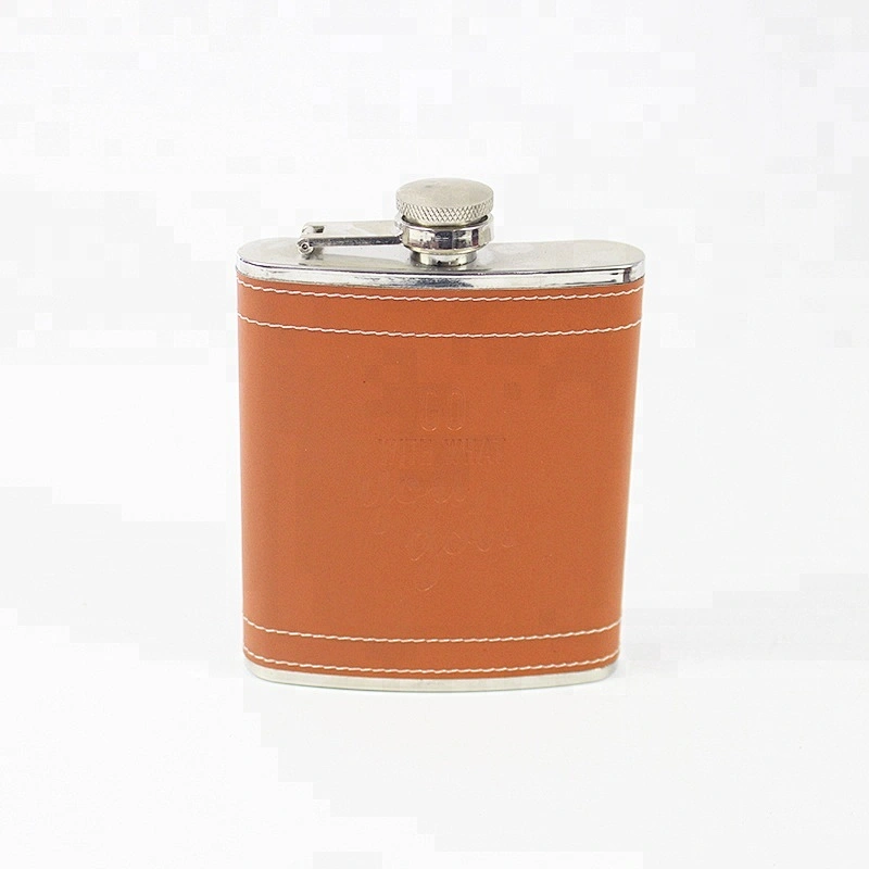 Hot selling stainless steel hip flask  portable hip flask leather custom
