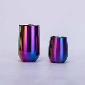 Yongkang factory OEM 304 stainless steel double wall electroplated insulated wine glass