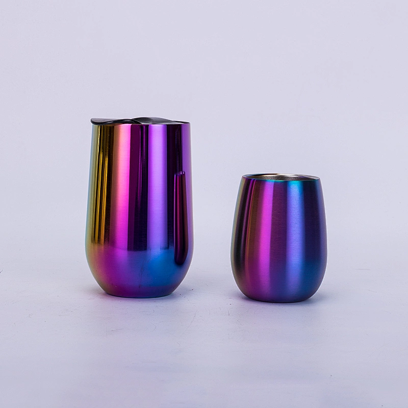 Yongkang factory OEM 304 stainless steel double wall electroplated insulated wine glass
