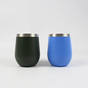 Hibour food grade 12oz Stainless steel stemless vacuum insulated wine tumbler with different lid
