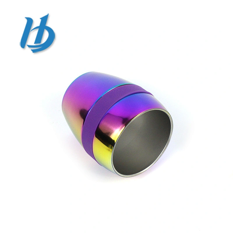 Fashion design electroplated colored personalized 304 stainless steel wine glass with silicone ring
