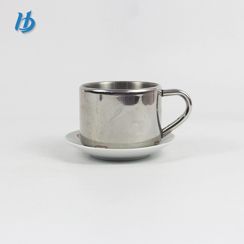 2016 Promotional Gift Wholesale Tableware Stainless Steel Coffee Cups Plate Set