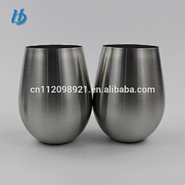 Factory OEM BPA Free 18/8 Stainless Steel Wine Glass 16OZ Set Of 2