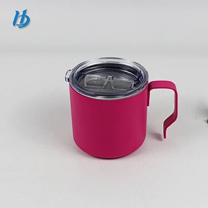 Wholesale coffee mug,360ml double wall powder coated coffee mug with lid and handle