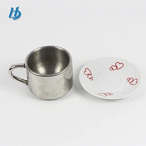 2016 Promotional Gift Wholesale Tableware Stainless Steel Coffee Cups Plate Set