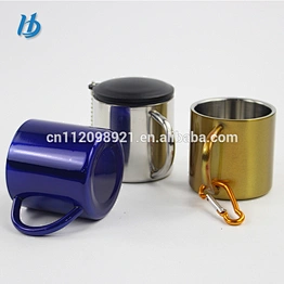 Professional factory manufacture unbreakable 220ml 18/8 stainless steel coffee mugs the portable cup with metal handle