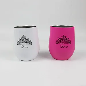 Authentic 12 Oz Hammered Stemless Wine Glasses- Stainless Steel wine glasses