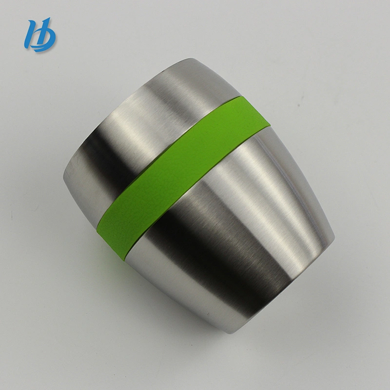 Wholesale stainless steel wine tumbler double wall wine glass with silicone ring 10 oz tumbler lowball