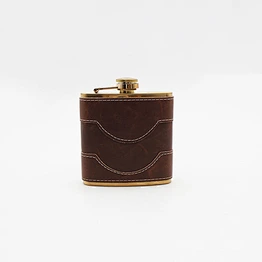 Custom Single Wall Stainless Steel Leather Whisky Hip Flask