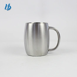 High quality beer mug,450ml double wall beer mug silver color with handle