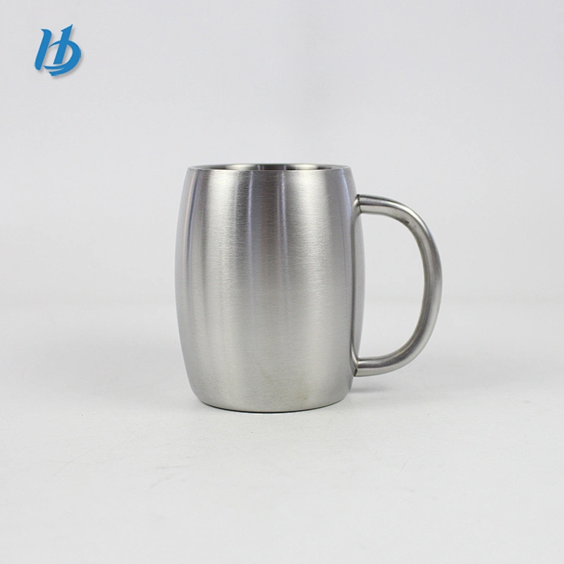 High quality beer mug,450ml double wall beer mug silver color with handle