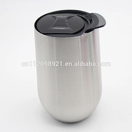 Stemless Stainless Steel Wine Glasses with Lid - 16 Oz Outdoor Shatterproof Camping Tumbler Glass Metal Cups - Double Wall