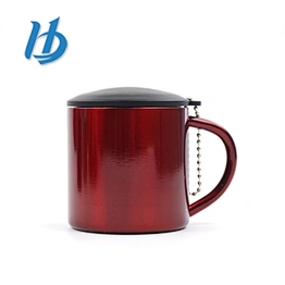 Chinese style double wall stainless steel water cups gifts drinking cup coffee mug with handle custom camping mugs
