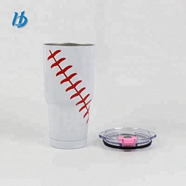 Simple design tall custom coffee mug,insulated stainless steel 30oz baseball tumbler
